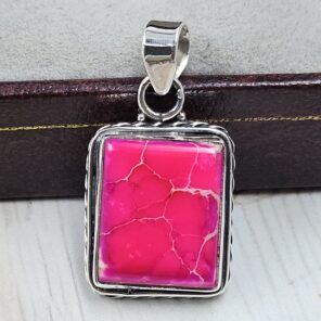 Pink Sea Sediment Jasper 1.25" 925 Sterling Silver Pendant (REXT120-23)