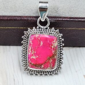 Pink Sea Sediment Jasper 1.25" 925 Sterling Silver Pendant (REXT120-22)