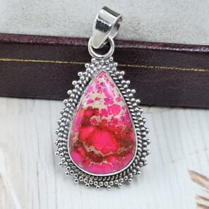 Pink Sea Sediment Jasper 1.25" 925 Sterling Silver Pendant (REXT120-21)