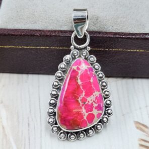 Pink Sea Sediment Jasper 1.25" 925 Sterling Silver Pendant (REXT120-20)