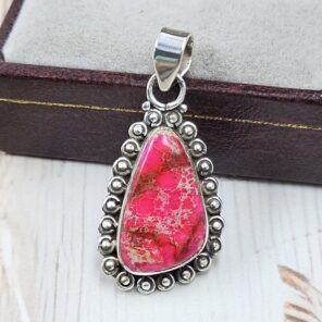 Pink Sea Sediment Jasper 1.25" 925 Sterling Silver Pendant (REXT120-17)