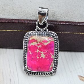 Pink Sea Sediment Jasper 1.25" 925 Sterling Silver Pendant (REXT120-16)
