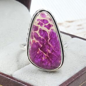 Pink Sea Sediment Jasper Size US 10 925 Sterling Silver Ring (REXT35-219)