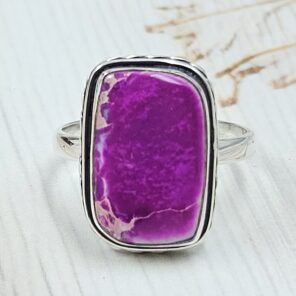 Pink Sea Sediment Jasper Size US 10 925 Sterling Silver Ring (REXT35-218)