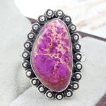 Pink Sea Sediment Jasper Size US 8 925 Sterling Silver Ring (REXT35-207)