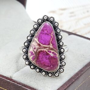 Pink Sea Sediment Jasper Size US 10 925 Sterling Silver Ring (REXT35-215)