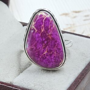 Pink Sea Sediment Jasper Size US 8 925 Sterling Silver Ring (REXT35-209)