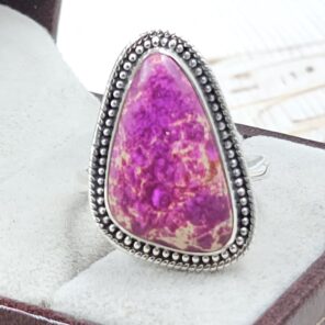 Pink Sea Sediment Jasper Size US 9 925 Sterling Silver Ring (REXT35-206)
