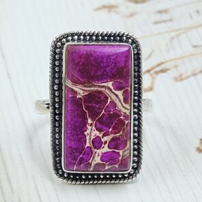 Pink Sea Sediment Jasper Size US 10 925 Sterling Silver Ring (REXT35-212)