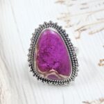 Pink Sea Sediment Jasper Size US 10 925 Sterling Silver Ring (REXT35-213)