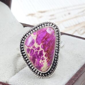 Pink Sea Sediment Jasper Size US 8 925 Sterling Silver Ring (REXT35-210)