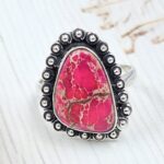 Pink Sea Sediment Jasper Size US 8 925 Sterling Silver Ring (RS30-362)