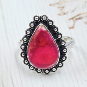 Pink Sea Sediment Jasper Size US 9 925 Sterling Silver Ring (RS30-367)