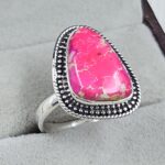Pink Sea Sediment Jasper Size US 8 925 Sterling Silver Ring (RS30-363)