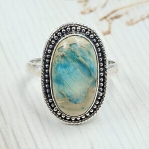 Sea Sediment Jasper Size US 8 925 Sterling Silver Ring (REXT35-187)