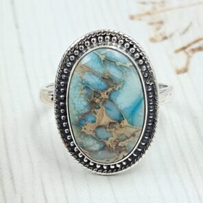 Sea Sediment Jasper Size US 9 925 Sterling Silver Ring (REXT35-193)