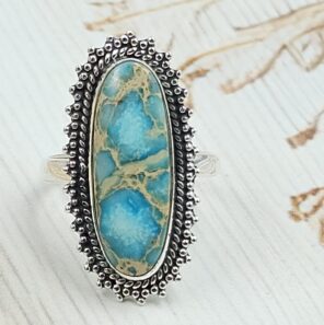 Sea Sediment Jasper Size US 8 925 Sterling Silver Ring (REXT35-185)