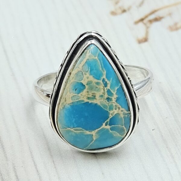 Sea Sediment Jasper Size US 9 925 Sterling Silver Ring (REXT35-195)