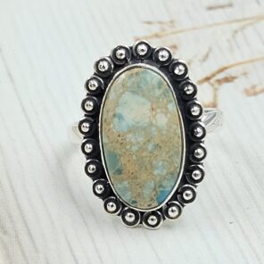 Sea Sediment Jasper Size US 8 925 Sterling Silver Ring (REXT35-191)
