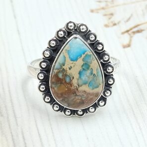 Sea Sediment Jasper Size US 10 925 Sterling Silver Ring (REXT35-198)