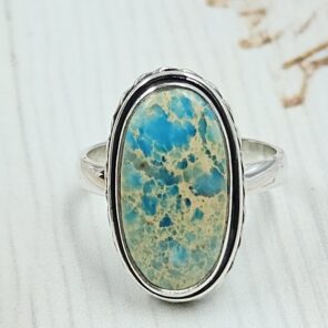 Sea Sediment Jasper Size US 6 925 Sterling Silver Ring (REXT35-178)
