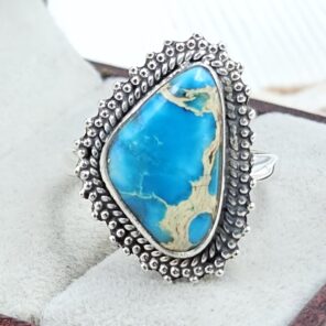 Sea Sediment Jasper Size US 9 925 Sterling Silver Ring (REXT35-197)