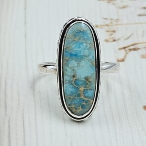 Sea Sediment Jasper Size US 9 925 Sterling Silver Ring (REXT35-194)