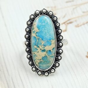 Sea Sediment Jasper Size US 7 925 Sterling Silver Ring (REXT35-180)