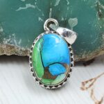 Peacock Dahlia Turquoise 1.25" 925 Sterling Silver Pendant (RS6-85)