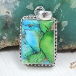 Peacock Dahlia Turquoise 1.5" 925 Sterling Silver Pendant (RS6-67)