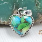 Peacock Dahlia Turquoise 1.25" 925 Sterling Silver Pendant (RS6-84)