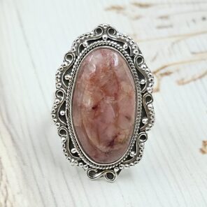 Orthoclase Feldspar Size US 8 925 Sterling Silver Ring (RS17-592)