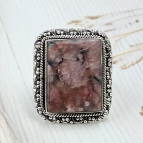 Orthoclase Feldspar Size US 8 925 Sterling Silver Ring (RS17-587)