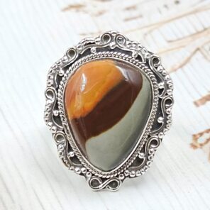 Imperial Jasper Size US 8 925 Sterling Silver Ring (REXT123-47)