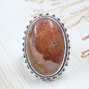 Imperial Jasper Size US 8 925 Sterling Silver Ring (REXT123-51)
