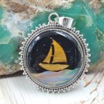 Aurora Opal Boat Doublet 1.5" 925 Sterling Silver Pendant (RS9-324)