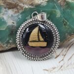 Aurora Opal Boat Doublet 1.5" 925 Sterling Silver Pendant (RS9-325)