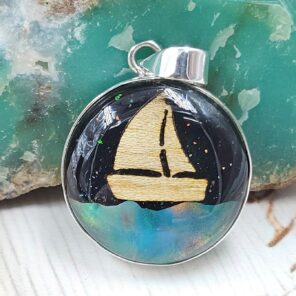 Aurora Opal Boat Doublet 1.25" 925 Sterling Silver Pendant (RS9-329)