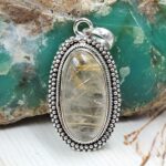 Golden Rutile 1.5" 925 Sterling Silver Pendant (REXT22-68)