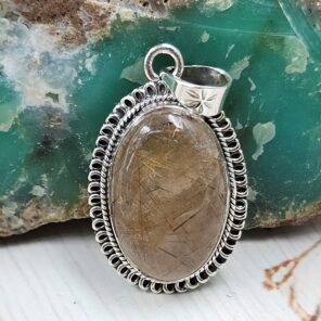 Golden Rutile 1.25" 925 Sterling Silver Pendant (REXT22-73)