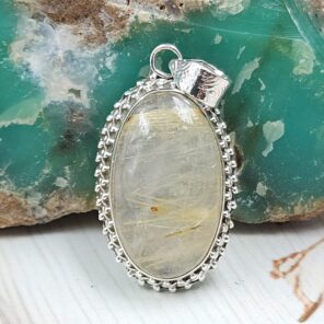 Golden Rutile 1.25" 925 Sterling Silver Pendant (REXT22-75)