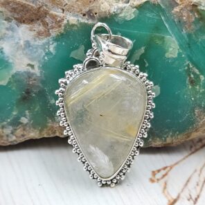 Golden Rutile 1.25" 925 Sterling Silver Pendant (REXT22-76)