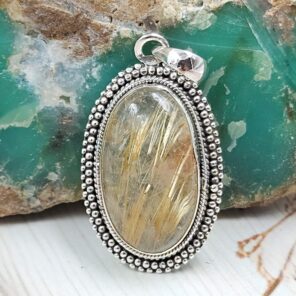 Golden Rutile 1.5" 925 Sterling Silver Pendant (REXT22-77)