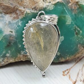 Golden Rutile 1.5" 925 Sterling Silver Pendant (REXT22-78)