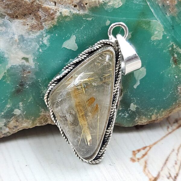 Golden Rutile 1.25" 925 Sterling Silver Pendant (REXT22-79)