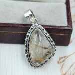 Golden Rutile 1" 925 Sterling Silver Pendant (REXT22-81)