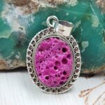 Raw Ruby 1.25" 925 Sterling Silver Pendant (REXT53-155)