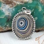 Fordite 1.25" 925 Sterling Silver Pendant (REXT53-124)