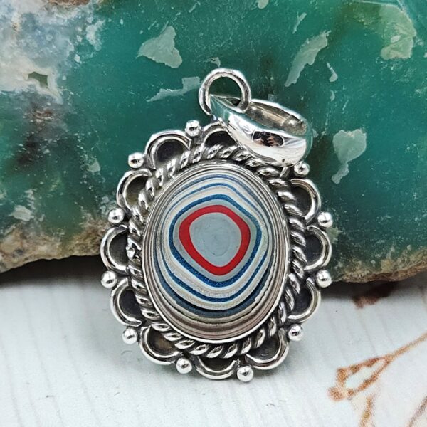 Fordite 925 Sterling Silver Pendant (REXT53-128)