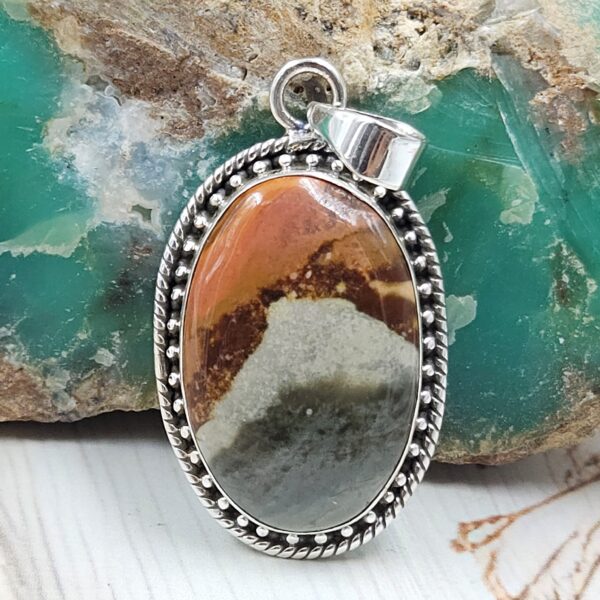 Imperial Jasper 1.5" 925 Sterling Silver Pendant (REXT22-85)